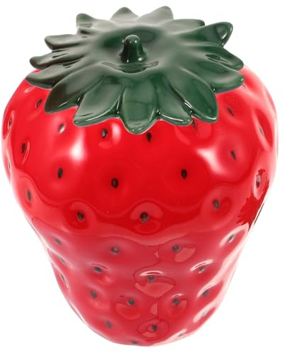 DECORNIJIA Barattolo con Coperchio Ermetico in Argilla a Forma di Fragola Contenitore per Dolci e Tè Materiale in Argilla Rosso e Conservazione Alimenti per Decorazione da