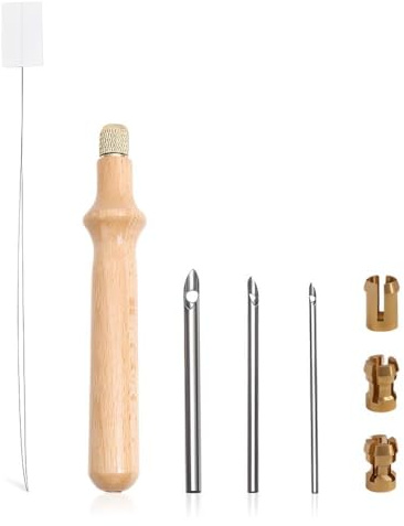 Punch Needle Kit,Ago Punch Needle Regolabile con Ago Fisso in 3 Misure,HMCEY Ago Punzone a Penna da Ricamo,Ago per Ricamo a Mano con Manico in Legno per Creativo, Principianti, Precisione Progetti