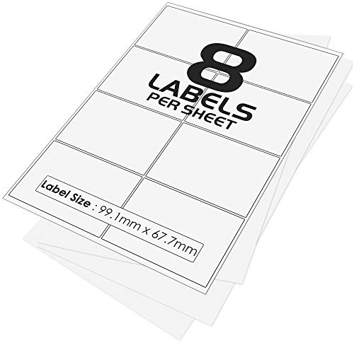 8 Per Page/Sheet, 10 Sheets (80 Sticky Label), iSOUL White Blank Matt Self-Adhesive A4 Address Shipping Labels Stickers, Laser Inkjet Compatible L7165/J8165 Printer Paper, 99.1 X 67.7 mm JAM Free