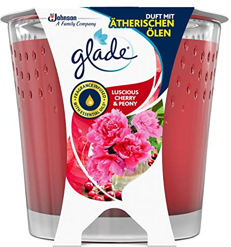 Glade (Brise) Duft-Kerze im Glas, Lucious Cherry & Peony, bis zu 30 Stunden Brenndauer, 1er Pack (1 x 129g)