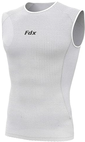 FDX Cool Mesh Base Layer Sleeveless - Men, Women Summer Cycling Vest - Ultralight, Breathable, Anti-Odour Bicycle Unisex Skins Tops - Under Shirts for Running, Gym, Workout Training (White, Medium)