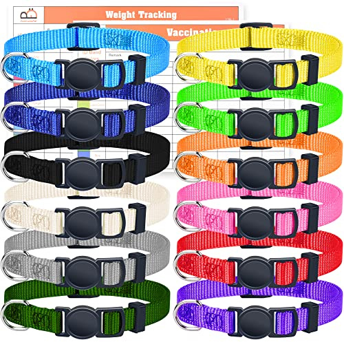 Gamuda cucciolo ID Collar – Super morbido nylon Whelping Puppy collari collari – regolabile di sicurezza lettiera per cuccioli – Set di 12, M