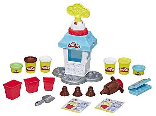 Play-Doh Hasbro Kitchen Creations Popcorn Party Set con 6 Vasetti di Pasta da Modellare, Multicolore, 1, E5110EU5