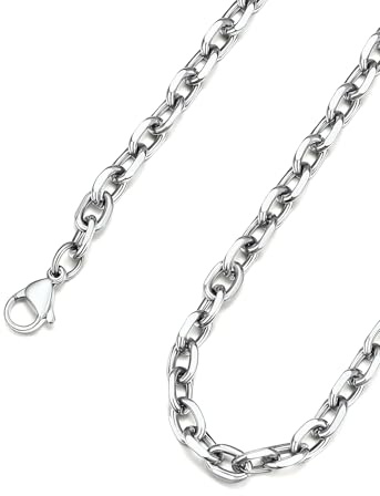 ChainsHouse Kette ohne Anhänger Herren Kette Edelstahl Rolokette für Herren Silber Kette 5mm Rolo Halskette Herren Ankerkette 71cm Rolo Gliederkette Männer O-Kette 71cm Halsschmuck für Ehemann