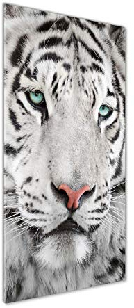 Tulup Impresión en Vidrio - 50x125cm - Cuadro sobre Vidrio - Pinturas en Vidrio - Cuadro en Vidrio - Impresiones sobre Vidrio - Cuadro de Cristal - Animales - Blanco - Tigre Blanco