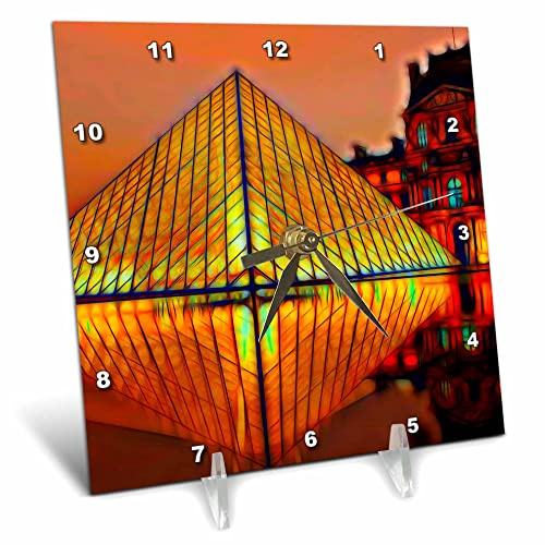 3dRose 6x6 Desk Clock - The Louvre Image of Light Infused Painting Light Infused Paintings