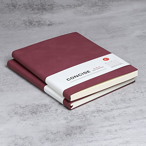 Anteckningsbok B5 linjerat läder, 2-pack anteckningsböcker med hög kvalitet tjock 100 gsm, journal-anteckningsböcker, klassiskt anteckningsblock för skrivning, kontor, skola, butik 17,5 x 25,2 cm, röd