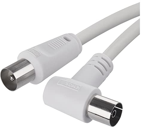 EMOS Cavo per antenna, cavo coassiale, cavo TV, 1,25 m, cavo coassiale per TV digitale, ricevitore, SAT, doppia schermatura, maschio coassiale dritto su femmina coassiale angolata (90°)