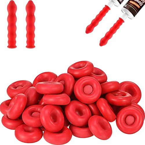Caulk Caps, Caulk Cap Covers, Caulk Saver Cap, Caulk Tube Sealer Caps Reusable, Caulk Saving Cap for Seal Caulking Tubes, Caulking Tube Covers, Red Caulk Tube Caps (50 Pcs)