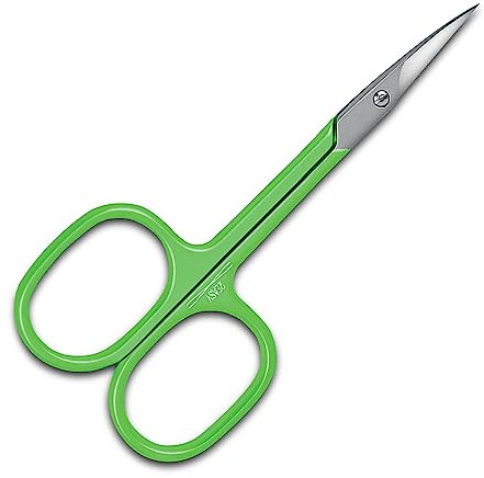 2EASY - Forbici professionali per unghie in Acciaio Inox con estremità curva - ideale per le unghie di mani e piedi, peli superflui e cuticole - estremità ricurva - forbicine extra affilate (Verde)