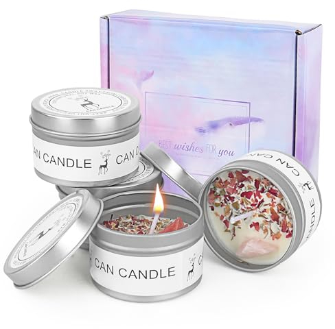 Duftkerzen Geschenke für Frauen, 4 Stück Natürliches Sojawachs Aromatherapie Kerzen Set, Duftkerze für Stressabbau, Entspannung des Körpers, Weihnachten, Geburtstag, Bad, Yoga