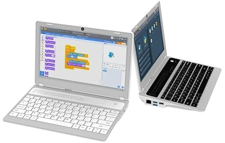 CrowPi L Laptop for Raspberry Pi Learning Programming and Hardware, 11.6-inch IPS Screen Raspberry Pi laptop Kit Programming Learning Laptop, Single Board Computer, Python, Coding Learning (White)