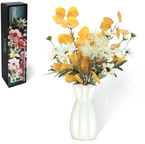 Oc'leaf Großer Strauß Künstliche Blumen wie echt mit stielen Seidenblumen Apfelblätter Chrysantheme Blumenarrangements Kernstück Hochzeit Blumenstrauß für DIY Zuhause Hochzeit Party Festival Dekor