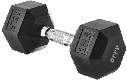 Mancuerna hexagonal ORRY recubierta de goma - 25 lb - 11,3 kg - Pesa con una sola mano para entrenamiento y ejercicio