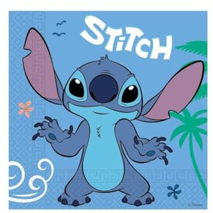 ALMACENESADAN, 5072; 20 x pappersservetter, perfekt för fest- och födelsedagsservetter från Stitch-licensen, mått 33 x 33 cm, förpackning med 20 Stitch-servetter