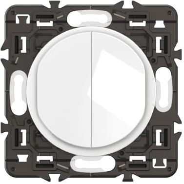 LEGRAND - Interrupteur/Va-et-vient double Céliane lumineux 10A - Design moderne - A équiper d'une plaque - blanc