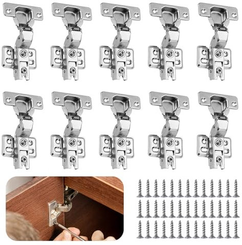 POPAPIE 10 piezas Bisagras Puertas Cocina,Bisagras para Armarios de Cocina,Biságra de Rollo Frío con Tornillos,Bisagrás de Gabinete Adecuado para Puertas de Armario de Cociná