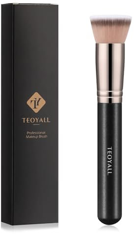 TEOYALL Kabuki Foundaiton Pinsel, weiche dichte synthetische Borsten flache Top -Mischpinsel für flüssige Creme Kontur Bronzer Fundament