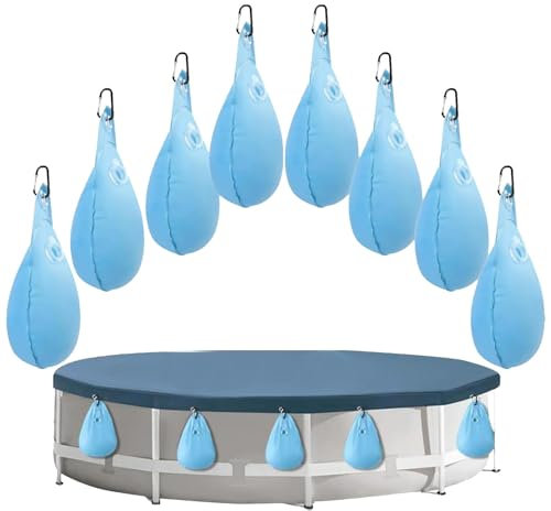 Pesas de cubierta de piscina, bolsas de agua para piscina, pesas de lona de alberca de invierno, bolsa de pared de piscina, bolsas colgantes para cubierta de piscina, 8 paquetes, construcción