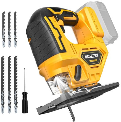 Seghetto alternativo senza fili per batteria DeWalt 20 V Max, utensile da taglio senza spazzole, velocità variabile 2900 giri/min, tagli smussati a 45°, 3 azioni orbitali, con lame