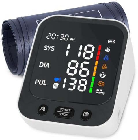 Blood Pressure Monitors CE Approved UK, Mldnld Monitor Upper Arm for Home Use with 3.7-inch HD Screen Display Heart Rate Detection 2 Users*199 Memories, BP Cuff 22-42cm