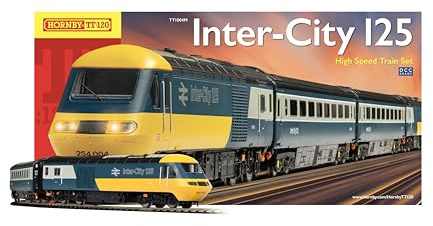 Hornby TT:120 TT1004M InterCity 125 High Speed TT Gauge Model Train Set | Analogue Starter Electric Train Kit with Class 43 HST Power Car, Dummy Car & 2 Mk3 Coaches, Compact 1:120 Scale, Ages 14+