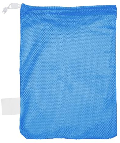 Champion Sports Mesh Sports Equipment Bag- Columbia Blue, 12 X 18- Multipurpose, Nylon Drawstring Bag with Lock and ID Tag, for Balls, Swimming Gear, Laundry, Toys - Breathable Stuff Sack