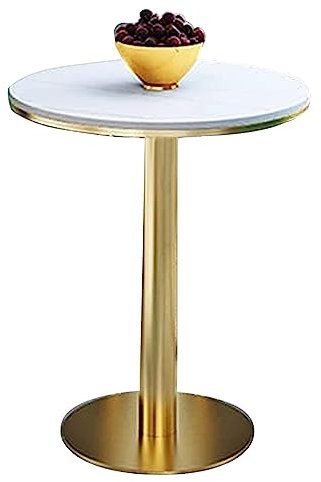 Runder Cocktail-Bartisch, runder Stehtisch, Bistrotisch in Thekenhöhe, Tischplatte aus weißem Marmor, platzsparend für Küche, Apartment, Restaurant, Wohnzimmer, Bar, Kneipentisch (Größe: 55