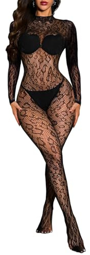 Buitifo Woman Sexy Lingerie Bodysuit Fishnet Body Stocking Leopard Jumpsuit Rave Outfits(Black2,M)