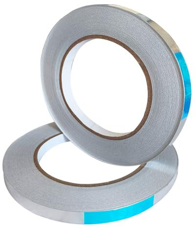 senvenelec Lot de 2 rubans adhésifs en aluminium de 10 mm x 50 m, résistants à la chaleur, adaptés pour protéger, couvrir, décorer, isoler et réparer.