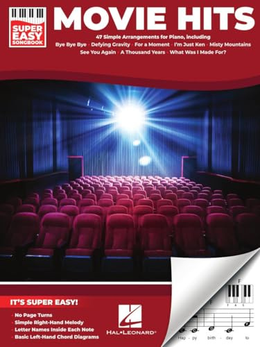 Movie Hits Super Easy Songbook | Beginner Piano Sheet Music for Students Teachers and Fans | Simple Film Favorites with Easy Melodies & Chord Diagrams for Learning Playing & Building Confidence