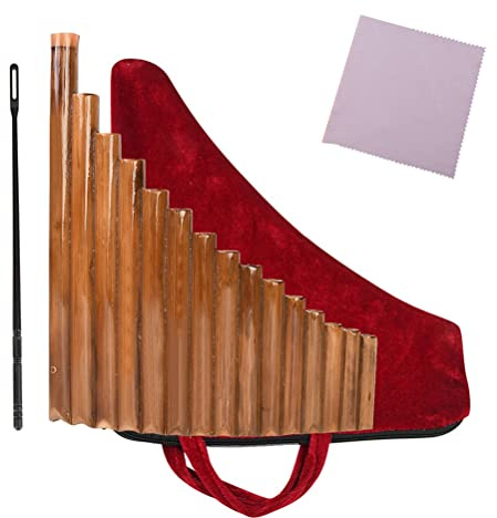 VGEBY Flauta de Pan China Precisa, 15 Silbatos, Tecla G, Flauta de Pan de bambú, de Afinada, Sol Mayor, 440 Hz, Excelente Opción para Principiantes y Estudiantes (Mano izquierda)