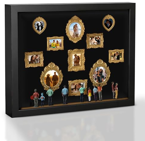 Mini Caja de Silueta de Museo Personalizado, Cuadro Personalizado con Foto, Vintage Marco de Fotos «Museo de Nosotros» con 3D Figura y luz LED Fotos Personalizadas Regalo Cumpleaños, Aniversario
