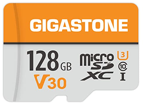 GIGASTONE Tarjeta de Memoria Micro SD 128 GB, Vídeo 4K UHD, Cámara de Vigilancia y Seguridad, Cámara de Acción, Drone Profesional, 95 MB/s Micro SDXC UHS-I A1 Clase 10