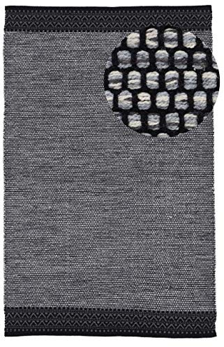 carpetfine Baumwollteppich Kelim Mia Grau 200x250 cm | Moderner Teppich für Wohn- und Schlafzimmer
