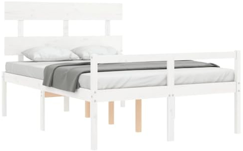 vidaXL Letto per Anziani con Testiera Bianco 120x200 cm Legno Massello