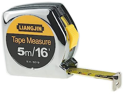 FamilyMall Retractable Tape Measure 5m/16ft – Dual Scale Metric & Inch Measuring Tape, Nickel-Plated Steel Case, Heavy Duty Compact Pocket Tape with Belt Clip for Construction, DIY & Woodworking