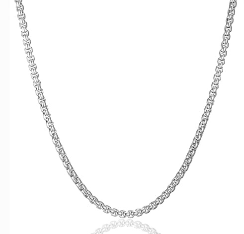 AFSTALR Herr dam halsband guld/svart/silver venetianskt rostfritt stål silver 2/2,5/3/4 mm länk rep halsband 45/50/55/60/70 cm