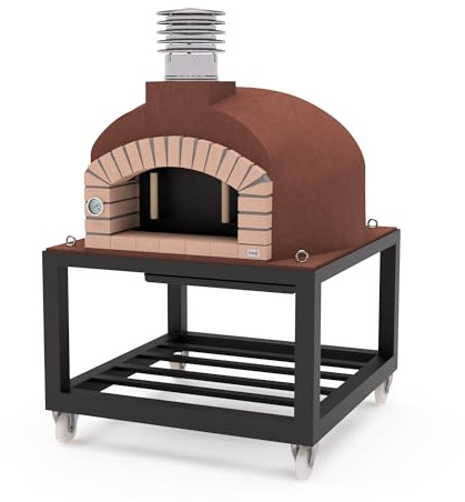 MOVELAR - Horno de Leña Exterior de Obra OLYMPUS MONS (Burdeos - 110 x 110 x 159 cm) - Horno de obra para exteriores con aislamiento en corcho y 3 mantas cerámicas - REF: M00572
