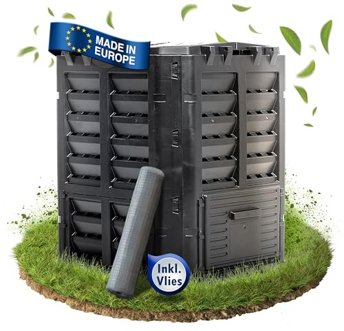 RELLINGER® 300l Premium Thermokomposter Kunststoff - [GERUCHSDÄMMENDER KOMPOSTER Garten] - inkl. Schutznetz - hochwertiger Komposter Schnellkomposter wetterfest - einfache Montage/Robustes Material