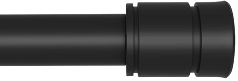 Matte Black Curtain Poles, Extendable Tension Pole 70cm-335cm for Window, Extra Long Curtain Rod with Brackets, Heavy Duty Drapery Rod for Living Room