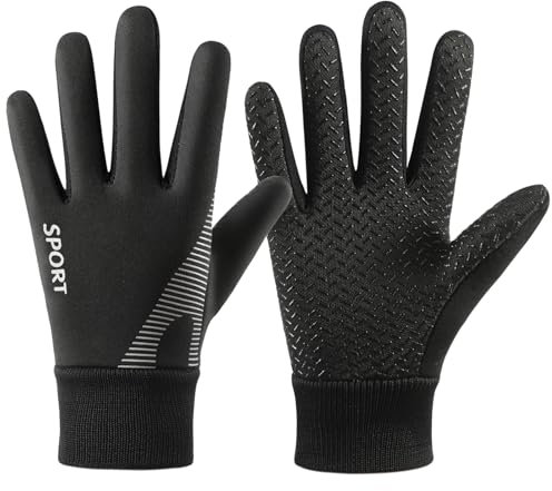 Long Keeper Kinder Fahrradhandschuhe Radsport-Handschuhe für Jungen Mädchen Rutschfest Warme Winterhandschuhe Sporthandschuhe Fahrrad Radfahren Klettern Fußball (Schwarz-M, M-(Handumfang: 16–18 cm))
