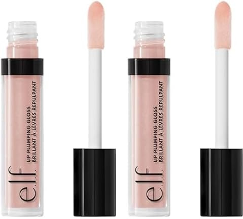 e.l.f. e.l.f, Lip Plumping Gloss, Hydrating, Nourishing, Invigorating, High-Shine, Plumps, Volumizes, Cools, Soothes, Pink Cosmo, Shimmer, 0.09 Oz (Pack of 2)