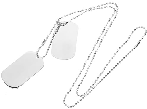 MUELODSIC Collier Homme en Acier Inoxydable Argenté Pendentif Double Plaque Militaire et Chaîne Suspendue, Décor Élégant Ne Noircissant Pas la Peau