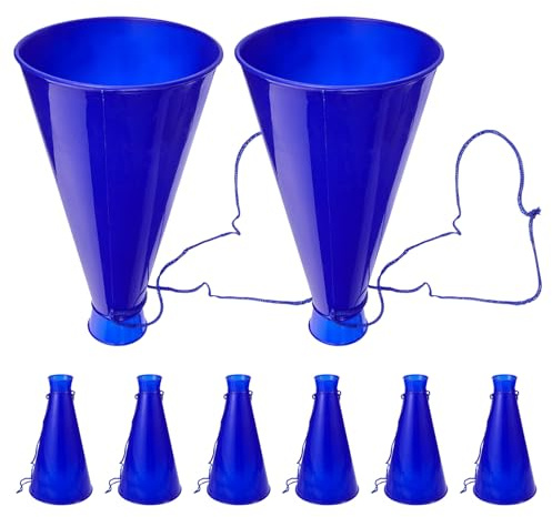 Zerodeko Megafono da Cheerleading Blu 8 Pezzi, Tromba Giocattolo Portatile per Feste e Eventi Sportivi, Corno Rumorista per Tifo Squadre Calcio e Partite Sportive