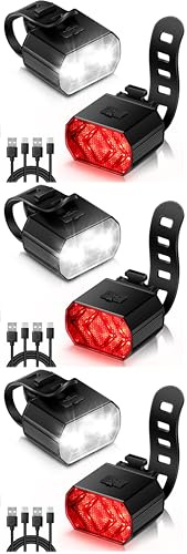 Vinabo Kit Lumières pour Vélo - Phare et Feu Arrière, Longue Autonomie, Recharge USB, Etanche IPX6, 6 Modes D'éclairage, Léger et Durable, Adapté à Tous Les Vélos et à Diverses Conditions de Cyclisme