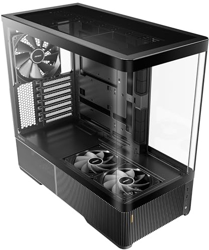 Antec C6 Curve Air Mid-Tower Case, Panoramic Tempered Glass, High Airflow, 3 PWM Fans Included, Support 360mm Radiator & 450mm GPU, Type-C 10Gbps, ATX Gaming Case