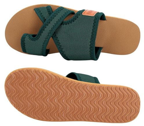 Tåsandaler damtyg, tofflor damer sommar, tå ring sandaler lätta tofflor platt slingback breda fötter peep-tå sandalett slitstark låg klack storlek 36–45 EU bekväma skor
