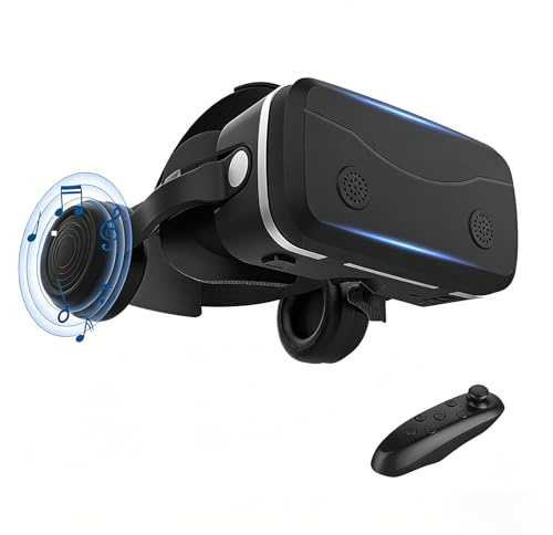 Occhiali VR per Cellulare con Controller, Visore per Realtà Virtuale 3D per PC E Telefono, Campo Visivo 100°, Compatibile con Telefoni E Schermi Android 4,7-7,2”per Film E Giochi 3D,Black
