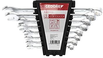 GEDORE red Ring-Maulschlüssel-Satz, 8-teilig, SW 8-19, Chrom-Vanadium-Stahl, Silber